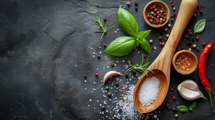 Cooking Up a Delicious Feast with Wooden Spoon and Ingredients on Old Background