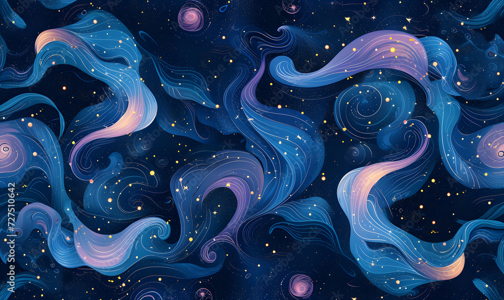 Canvas Prints seamless pattern illustration background inspired by the cosmos, generative ai
