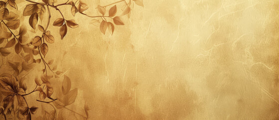 Aged paper background with leaf silhouette patterns.
