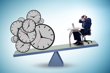 Businessman in deadline and time pressure concept