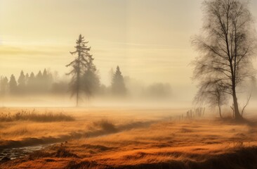 morning fog in the forest