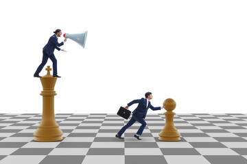 Businessman shouting in the game of chess