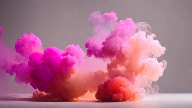 colorful colored smoke on a white background 4K video