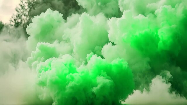 green colored smoke on a white background 4K video