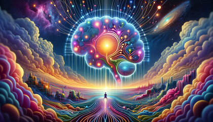 Neural Odyssey: Surreal Landscape with Vibrant Convolutional Network