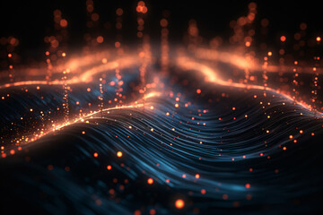 Obraz premium Technology Concept Binary Stream Depth of Field Abstract Illustration