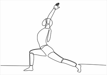 continuous line drawing stretching various concepts female yogi poses hatha yoga vector illustration