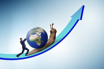 Businessman in slow business global business concept