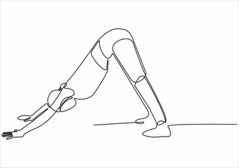continuous line drawing stretching various concepts female yogi poses hatha yoga vector illustration