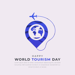 World Tourism Day Paper cut style Vector Design Illustration for Background, Poster, Banner, Advertising, Greeting Card