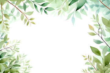 Watercolor botanical leaf frame background with copy space for wallpaper card cover invitation decoration