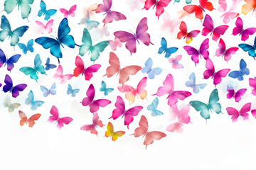 Watercolor multi-colored butterflies background wallpaper painting for fabric cover greeting card decoration