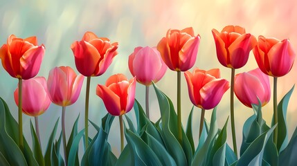 Vibrant and Stylized Soft Vector Art of Tulip Flowers in Graceful Duo (26)
