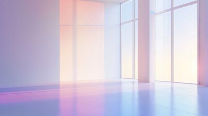 Colorful lights in indoor spaces with creative and minimal style. Abstract white room and pink color gradient studio background for product presentation. 3d room with copy space.