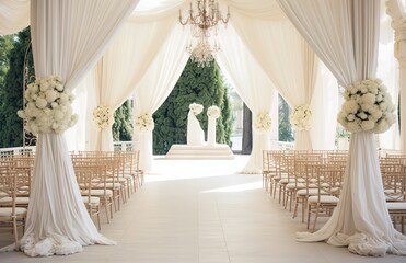 Simple and elegant wedding decorations all white outdoors