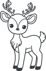 Outline Cute Deer hand drawn vector illustrations generated by Ai