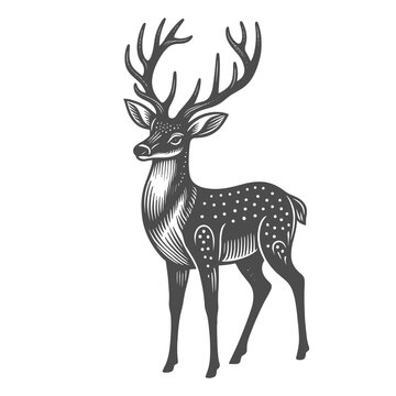 Outline deer Cartoon character hand drawn vector illustrations generated by Ai