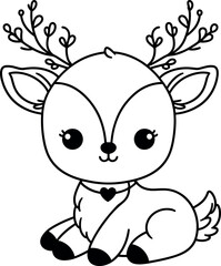 Outline Cute Deer hand drawn vector illustrations generated by Ai