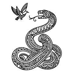 Cute outline snake vector illustration generated by Ai