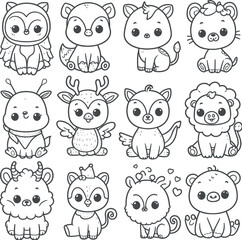 Cute Deer collections Cartoon character hand drawn  vector illustrations generated by Ai