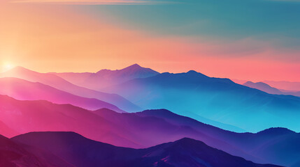serene landscape of a mountain sunset with vibrant colors