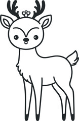 Cute deer cartoon coloring page illustration vector Sketch illustration Generated by Ai
