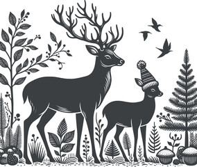 Deer sketch hand drawn in doodle style vector illustration generated by Ai