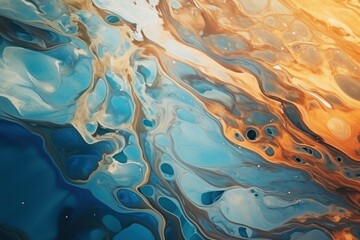 Close-up view of oil iridescent patterns.