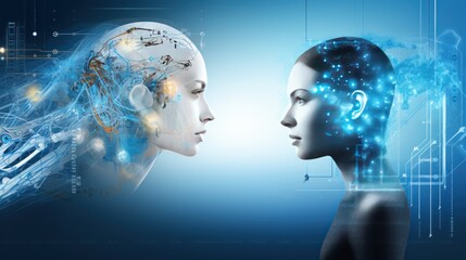 Obraz premium Background design including AI and robot futuristic theme.