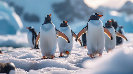 Penguins developing a sophisticated society on their ice-covered continent.