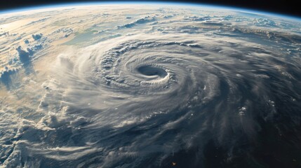 Fototapeta na wymiar Giant hurricane swirl cloud viewed from space.