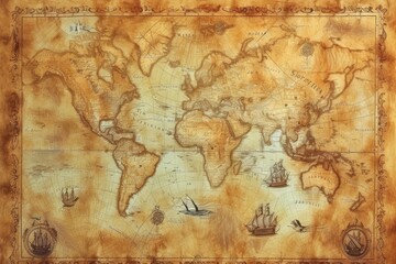 This vintage map evokes the age of exploration with its detailed coastlines and ornate compass...