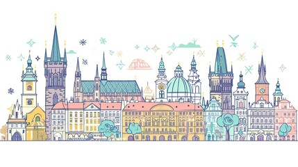 Fototapeta premium Artistic illustration of Prague city. Czech Republic in Europe.