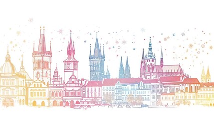 Naklejka premium Artistic illustration of Prague city. Czech Republic in Europe.