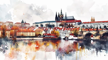 Deurstickers Artistic illustration of Prague city. Czech Republic in Europe. © Joyce