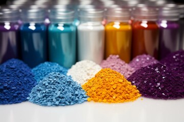 Polymeric pigment in granules for plastic coloring. Generative AI