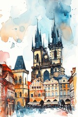 Obraz premium Artistic illustration of Prague city. Czech Republic in Europe.