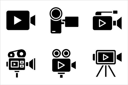 Video Camera simple icon set. Movie or Cinema sign. Multimedia symbol. vector illustration on white background