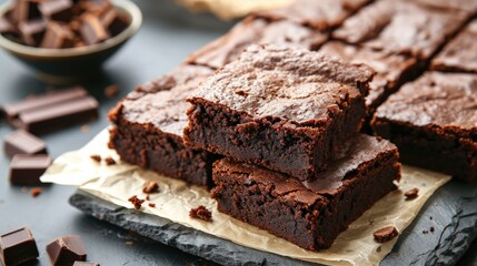 Fototapeta na wymiar Tempting and fresh, chocolate brownies, a delicious treat for your taste buds, Ai Generated.