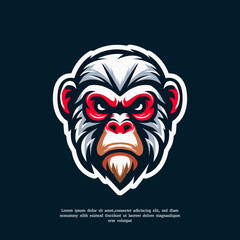 Monkey head E-sports Team logo design vector
