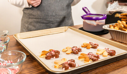 Making Star-Shaped Cookies with Chocolate and Peppermint Chips