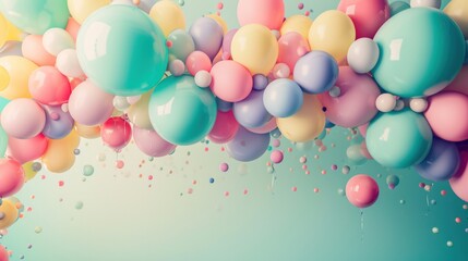 Colorful balloon decorated for birthday party. - obrazy, fototapety, plakaty