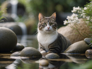 cat on the river