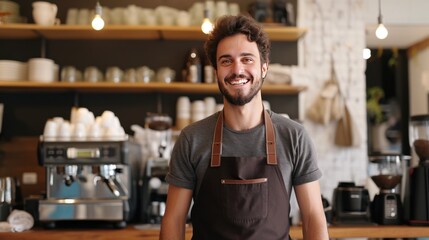 Portrait of barista in a coffee shop.