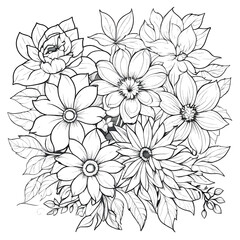 Floral coloring book pages for children and adults