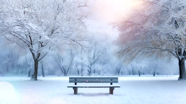 	
Silent bench scene in a snowy park, 4k animated virtual repeating seamless	
