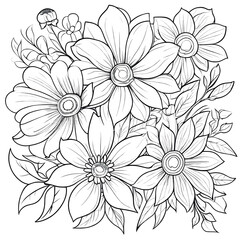 Floral coloring book pages for children and adults
