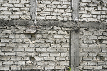 White brick stack background. traditional white brick wall. renovation of old house walls