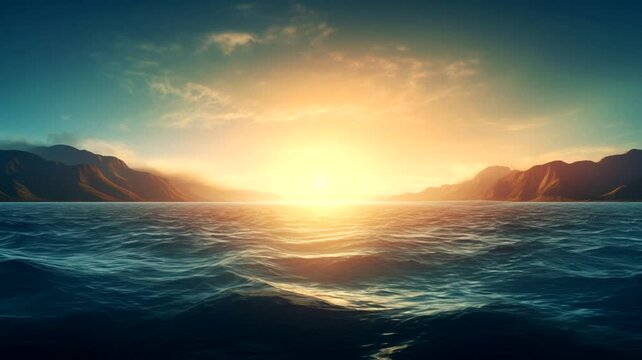 	
Orange cloudy sunset sea scene, 4k animated virtual repeating seamless	
