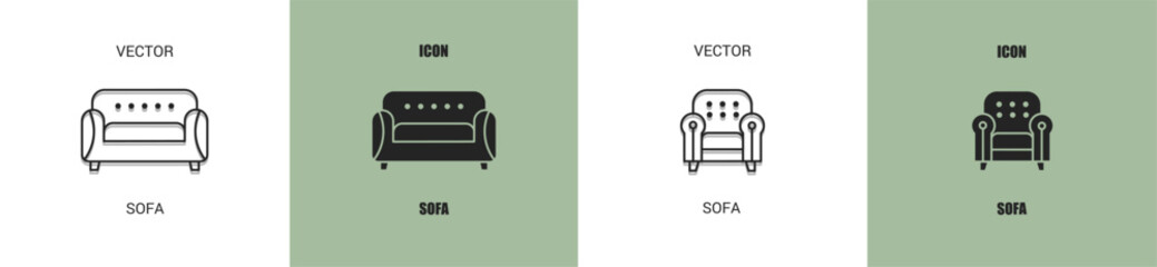 Sofa icon line. Sofa vector illustration.